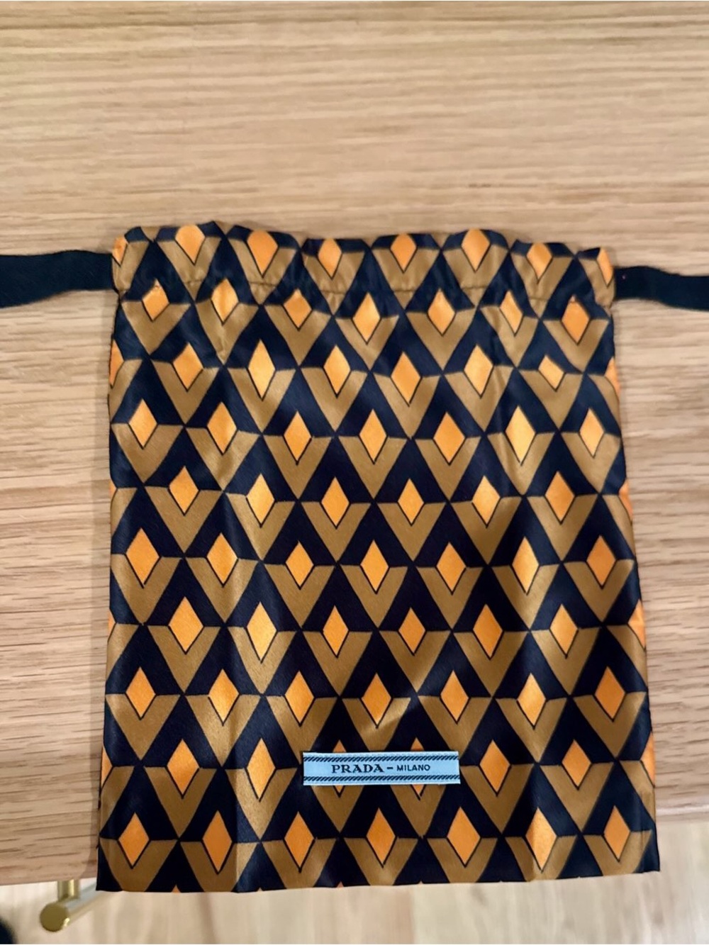 Prada Black Leather Headband with Gold Triangle Logo - Picture 4 of 4